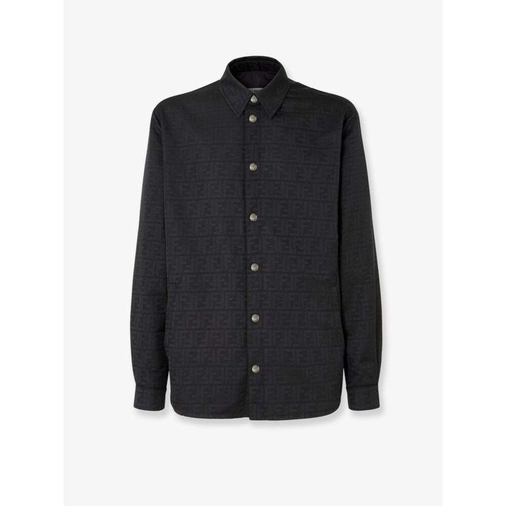 Fendi Men Black Ff Zucca Jacquard Nylon Blouson